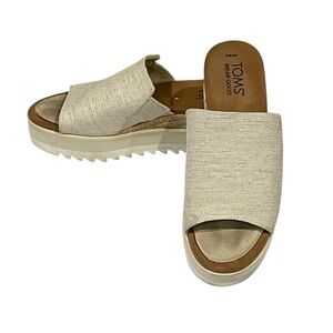 TOMS Diana Mule Wedge Platform Sandal Color Natural, Wm's Size 6